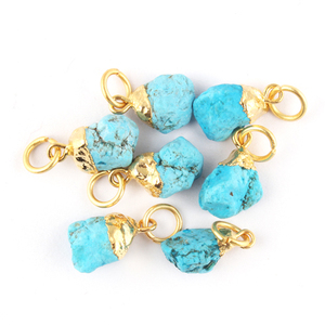 Wholesale Reasonable Price Uncut Turquoise Connector 10-12mm Single Loop Electroplating Gemstone Handmade <b>Pendant</b> Connector - Product Image 1