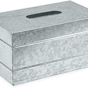 Cubierta de caja de pañuelos rectangular galvanizada de granja rústica de metal | Construcción de calidad El acento de granja cálido perfecto para ti - Product Image 1