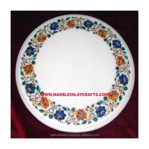 โต๊ะหินอ่อนกาแฟงานฝังมือ - Product Image 1