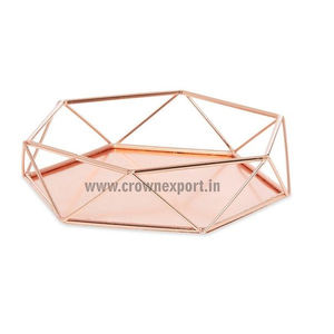 Plateau en cuivre avec plateau de service en cuivre en acier fini brillant pour plateaux de service polyvalents d'hôtel et de maison d'Inde - Product Image 4