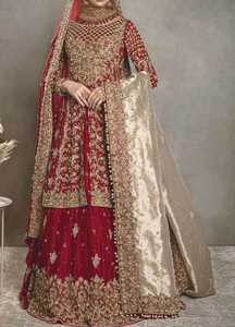 2021 Superbe Kurta de mariée en soie avec Lehenga orné de perles de verre en cristal et de pierre belle robe de mariée - Product Image 2