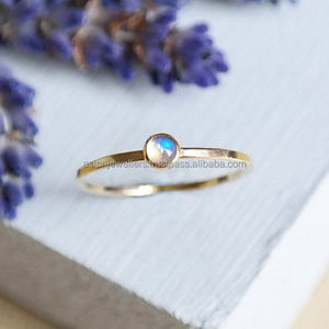 แหวนพลอยมูนสโตนสีรุ้ง925เงินสเตอร์ลิงชุบทองทำด้วยมือสวยงามเครื่องประดับแฟชั่นไม่ซ้ำใครสำหรับงานแต่งงาน - Product Image 2