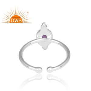Bague en pierre précieuse d'améthyste naturelle, ajustable, en argent Sterling 925, Style Vintage, vente en gros, bijoux - Product Image 4