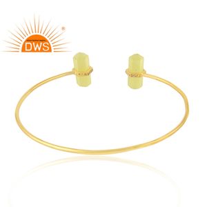 กำไลข้อมือมูนสโตนสีเหลืองทรงดินสอ ขายส่ง กำไลเงินชุบทองเรียบหรู ผู้จัดจำหน่ายเครื่องประดับอัญมณีธรรมชาติ - Product Image 3