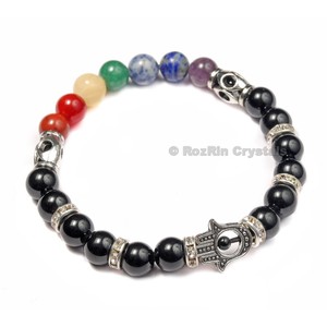 With Good Quality of <b>Chakra</b> Hamsha with Black Obsidian : <b>Chakra</b> Hamsha with Black Obsidian For Sale - Product Image 1