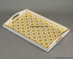 Plateau de luxe en bois et ombre de couleur or et blanc fantaisie dernière arrivée nouveau plateau de sarverware élégant moderne pour la meilleure offre de vente - Product Image 5