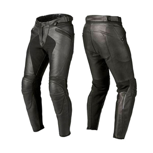 Pantalones impermeables de cuero para motorista, calzas personalizadas de motorista, color negro - Product Image 1
