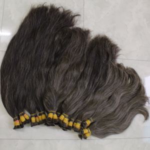 Tissage en lot de cheveux humains brésiliens, cheveux humains, vierges, bruts, à cuticules alignées, Double trame, gris - Product Image 3