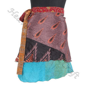 High Quality Vintage Poly Silk Reversible Wrap on <b>Mini</b> <b>Skirt</b> Free Size Women Sarong Wrap <b>Mini</b> <b>Skirt</b> - Product Image 3