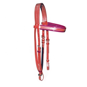Equipo nupcial de caballo brida de caballo de plástico ecuestre ajustable impermeable rojo recubierto de PVC Nylon Bridas de caballo - Product Image 1
