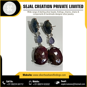 Boucles d'oreilles en fil d'argent sterling 925 avec pierres précieuses pour femmes, bijoux de mode pour fiançailles, fêtes, cadeaux, prix bas - Product Image 2