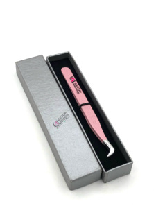 แหนบต่อขนตาสแตนเลสมีดีไซน์ที่ดีที่สุดเครื่องมือด้านความงามปลายเงินคุณภาพสูงเคลือบด้วยผงสีชมพูอ่อน - Product Image 2