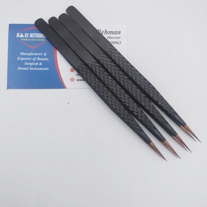 Pinzas de extensión de pestañas negras mate probadas a mano Acero inoxidable sostenible Oro Rosa Volumen curvo Ceja alta en punta - Product Image 3