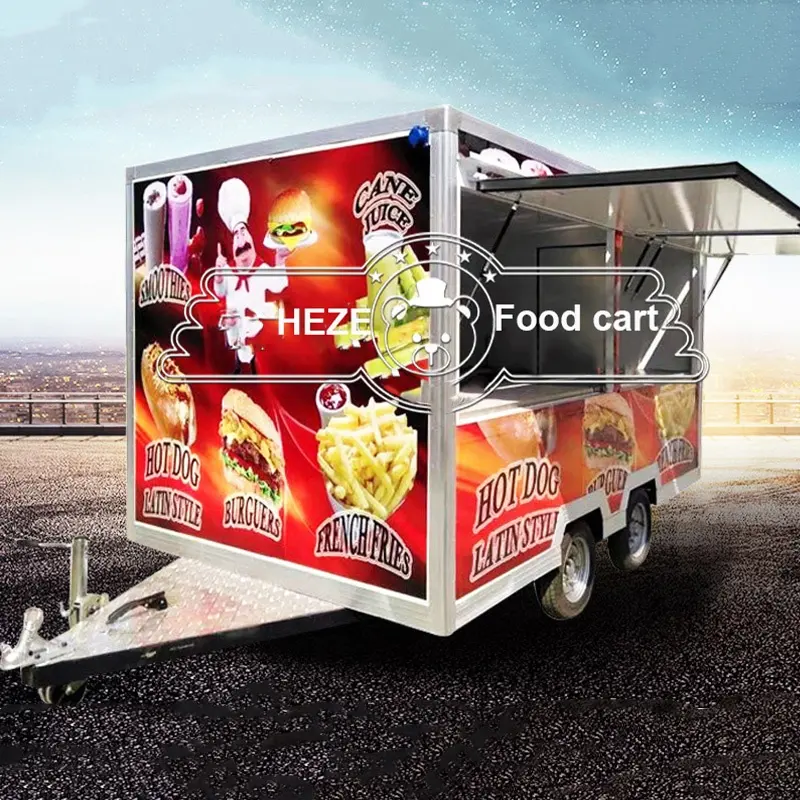 모바일 주방 Churros 도넛 커피 카트 차가운 음식 트럭 사용 냉동 식품 카트