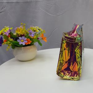 Sac à cosmétiques en cuir PU à carreaux brillant bon marché, taille personnalisée avec impression de logo OEM - Product Image 4