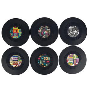 Ensemble de 6 dessous de verres musicaux rétro, disque d'enregistrement en vinyle, parfait pour les amoureux de la <span class=keywords><strong>musique</strong></span> classique, voiture, Bar, Table de thé, tasse - Product Image 1