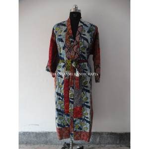 ชุดเดรส Maxi สไตล์กิโมโนใส่ได้ทั้งชายและหญิงผ้าคอตตอนผ้าคอตตอนผ้าคอตตอนสำหรับคลุมอาบน้ำงานเย็บปะผ้าทำด้วยมือหลากสีขนาดพิเศษ - Product Image 4