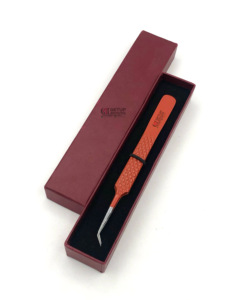 แหนบต่อขนตาทำจากสเตนเลสเคลือบผงสีส้มเข้ม45องศาอุปกรณ์เสริมความงามออกแบบโลโก้ได้ตามต้องการ - Product Image 4