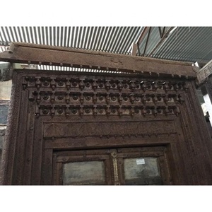 Puerta Principal de Madera Maciza Tallada Antigua de la India, Acabado Mate, Estilo Rústico, Apertura Push-Pull, Decoración - Product Image 3