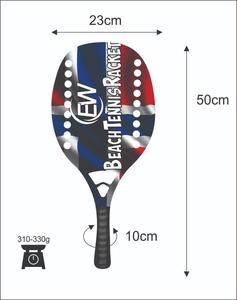 Raquettes de beach tennis avec face de 20 mm, poids de 310-330 g, longueur de 50 cm, poignée en fibre de carbone et filet en fibre de verre carbone - Product Image 1