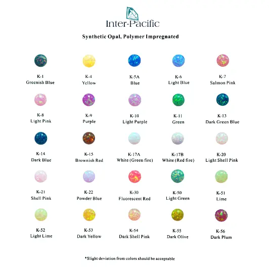 Ópalo sintético de moda tabla de colores ópalo sintético piedras preciosas sueltas
