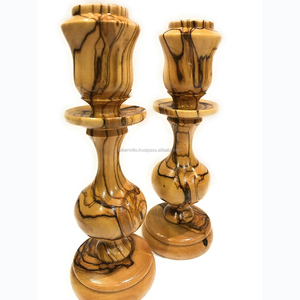 Ensemble de 2 porte-bougies en bois personnalisés, écologiques, faits à la main, décoration de Noël pour la maison, avec différentes couleurs - Product Image 1