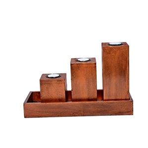 Wood Candle Holder with Tray 3 Piece Best Design with Natural Wood Color and Best <b>Wedding</b> Decor and Home Decor - Product Image 1