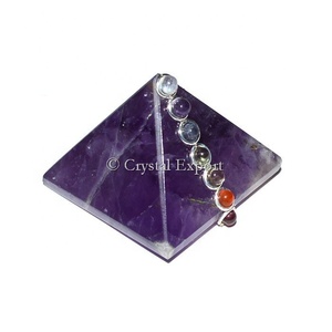Amethyst Pyramids With Chakra Cabs Gemstone Pyramids - Product Image 1