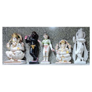 Sculpture de dieu hindou en marbre blanc de Makrana - Product Image 1