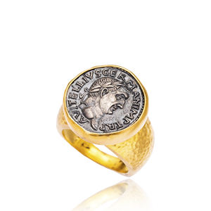 Vintage oxidado anillo 22k de plata chapado en oro anillo venta al por mayor hecho a mano 925 joyería de plata esterlina - Product Image 1