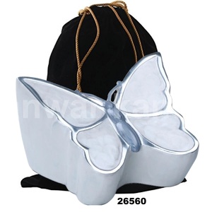Urne funéraire de crémation en aluminium papillon blanc - Product Image 1