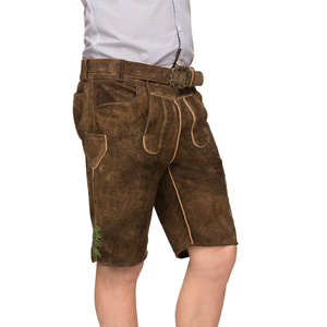 Custom Made Bavarian Lederhosen Style <b>Shorts</b> for Adults <b>Brown</b> Color with Solid Pattern Made From Plain Deer Skin in German Style - Product Image 4