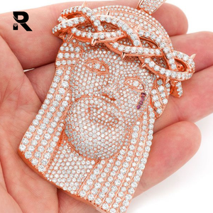 Colgante de cara de Jesús con forma redonda de diamante, oro blanco/rosa/amarillo de 14k, 23,75 CTW - Product Image 5