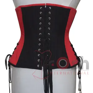 Under Bust Extreme Curvy Wide Hip Two Tone Satin Corset Vendors, Fashion And Fitness Wear Corset Supplier