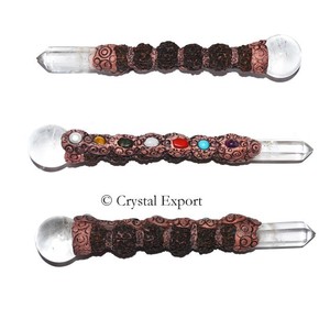 Varitas Tibetanas de Rudraksha Talladas en Piedra Preciosa, Objetos de Arte Coleccionables de Feng Shui para el Amor - Product Image 1