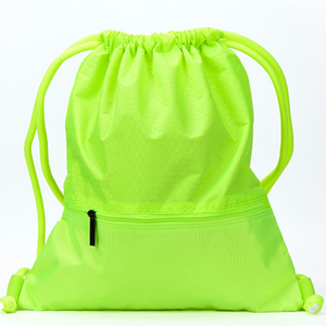Borsa con coulisse in nylon con logo in poliestere 600D con stampa personalizzata borsa grande con tasca frontale con cerniera - Product Image 2