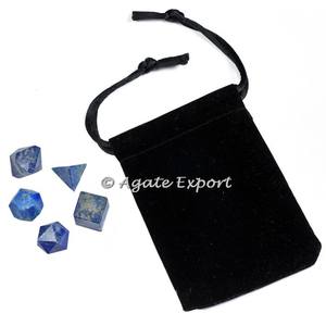 Ensemble géométrique en Lapis Lazuli avec pochette en velours - Product Image 1