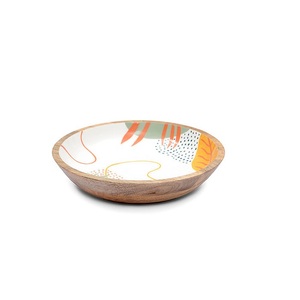 Cuenco impreso de madera antiguo 100%, cuenco para servir frutas secas y ensalada, cuenco para servir de madera pintado a mano para el hogar, Hotel y restaurante - Product Image 1