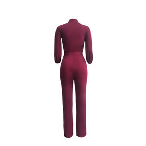 Monos de invierno informales para mujer, mono largo transpirable, mono de una pieza con bolsillo, patrón sólido, diseño liso - Product Image 6