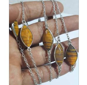 Nouveau concepteur fait à la main en forme de marquise en argent sterling chaîne balancent noir Onyx pierre précieuse chaîne bracelet à la vente d'été - Product Image 3