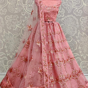 Diseño 2022 luz neta Rosa Lehenga DesignWedding vestidos de novia de compras en línea de moda el mercado de la india - Product Image 1
