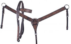 Y&Z Juego de Cabezada, Collarín y Riendas de Cuero Genuino de Alta Calidad Premium, Conjunto de Aperos para Montura Western, Precio al por Mayor para Caballos - Product Image 2