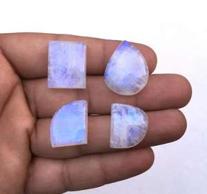 3 Piece Natural <b>Rainbow</b> Moonstone Cabochons Smooth Rectangle & Fancy Shape White Beads for Jewelry Making DIY - Product Image 4