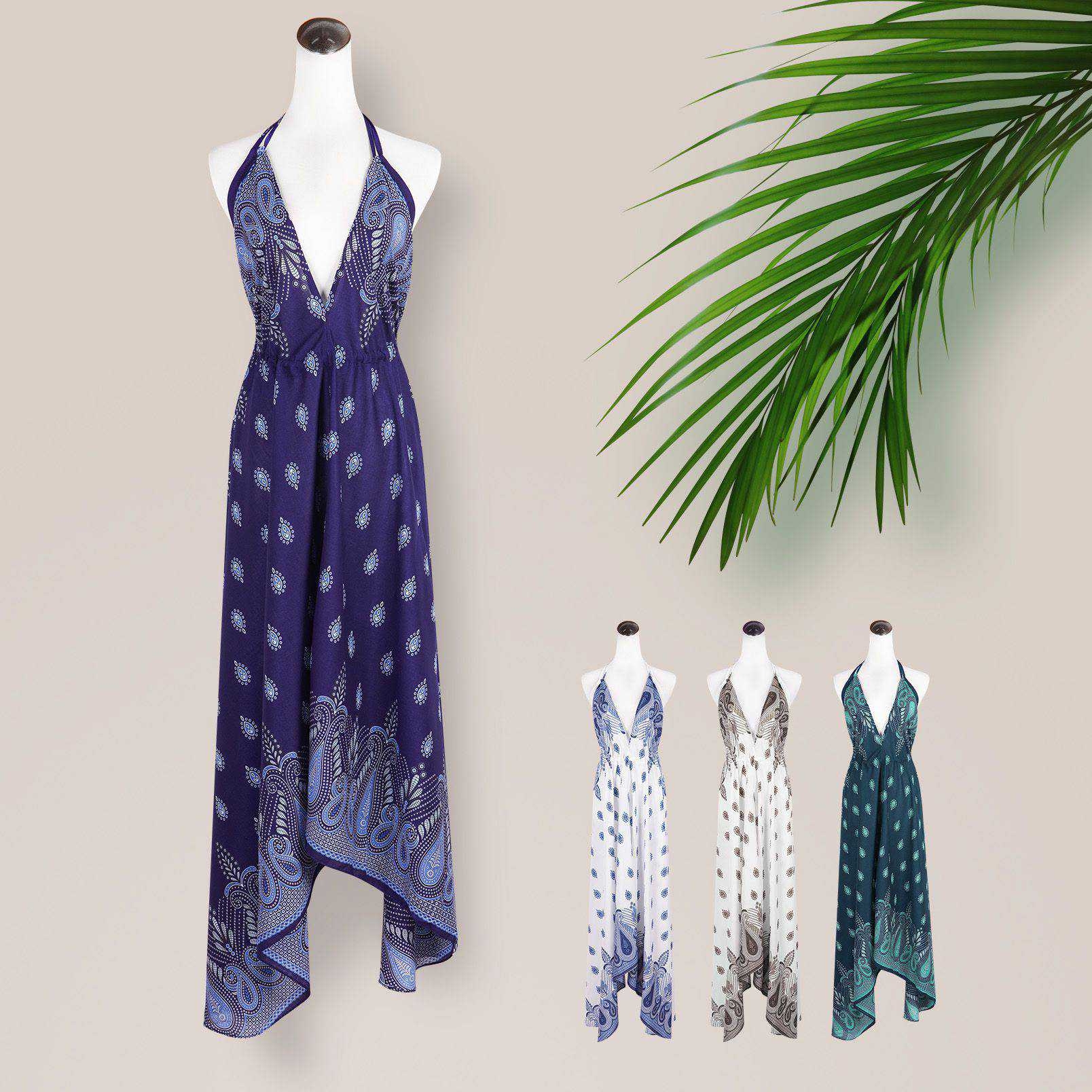 Gill Tirante Espagueti Gasa Vestido Con Escote En V Pavo Real Tallas Grandes