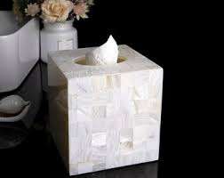 Boîte à mouchoirs en nacre pour porte-mouchoirs de maison de noël décorer à la main nacre blanche - Product Image 3