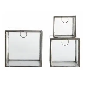 3 개의 금속과 유리 상자 세트 프리미엄 품질 수제 보관함 클래식 세련된 뜨거운 판매 고급 금속 보석 상자