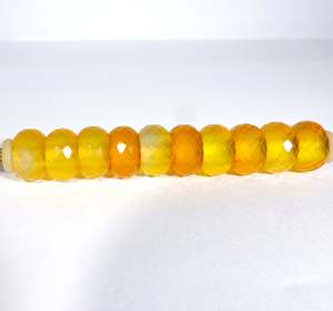 Perles Rondelle Calcédoine Jaune Naturelle 14x8mm Trou de 5mm Pierres Précieuses Minérales Brutes à Facettes - Product Image 2