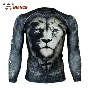 Chất Lượng Cao Tùy Chỉnh Đầy Đủ Thăng Hoa Kỹ Thuật Số In Dài Tay Rash Guard Biểu Tượng Tùy Chỉnh Lycra Rashguard