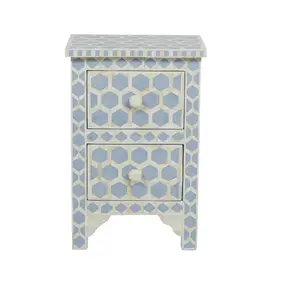 Handcrafted Design Corner Table Homemade Decorative Furniture Item Customized Wooden Bone Inlay Finishing Bedside Table