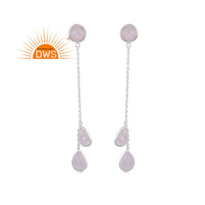 Boucle d'oreille en argent sterling fin pour femmes, design fait main, pierre naturelle arc-en-ciel, lune, fabricant de bijoux - Product Image 1